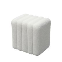 Pouf rembourré en tissu bouclette - Blanc - Leto - Drawer - Style Bohème