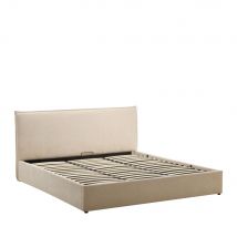 Lit coffre en tissu 180x200cm - Beige - Cama - Drawer - Style Classique