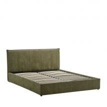 Lit coffre en tissu 160x200cm - Vert - Cama - Drawer - Style Classique