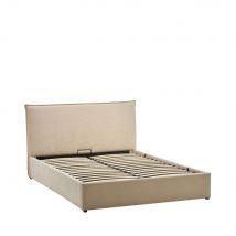 Lit coffre en tissu 140x190cm - Beige - Cama - Drawer - Style Classique
