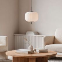Suspension ronde en verre ø30cm - Blanc - Vind - Verre - Drawer - Style Classique