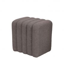 Pouf rembourré en tissu bouclette - Taupe - Leto - Drawer - Style Bohème