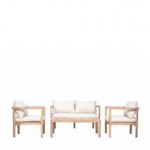 Salon de jardin 4 places en bois d'acacia - Beige - Mirana - Bois - Drawer - Style Bohème,Classique