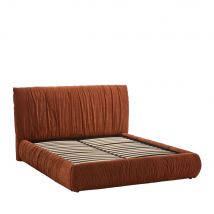 Lit coffre en tissu 160x200cm - Terracotta - Livia - Drawer - Style Vintage