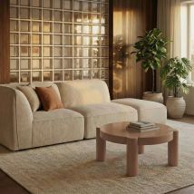 Table basse ronde en bois laqué ø85,5cm - Terracotta - Mopi - Bois - Drawer - Style Contemporain