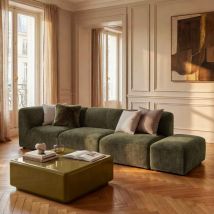 Angle réversible pour canapé modulable en velours côtelé - Vert kaki - Noor - Drawer - Style Contemporain,Bohème