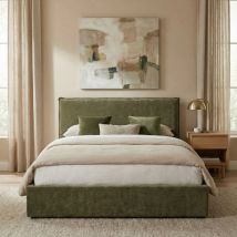 Lit coffre en tissu 160x200cm - Vert - Cama - Drawer - Style Classique