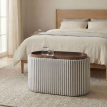 Banc coffre à rayures convertible en table basse L77cm - Vert - Zoe - Drawer - Style Scandinave,Contemporain