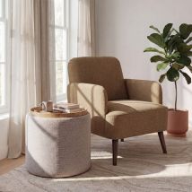 Fauteuil rétro en tissu pieds bois foncé - Bronze - Brooks - Drawer - Style Art déco