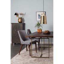 Dutchbone - Table à manger 8 personnes à chevrons bois et laiton - Bois foncé - CLASS - Bois - Style Contemporain