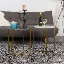 Table d'appoint marbre et laiton - Vert - TIMPA - Marbre - Style Contemporain