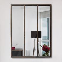 Miroir verrière style industriel 90x120 - Métal oxydé - LÉON - Verre - Style Industriel