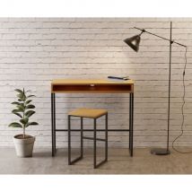 Woodman - Console bureau en bois et métal L100cm - Bois clair - FRAME - Bois - Style Contemporain,Industriel