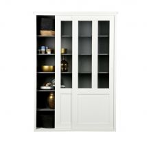 Woood - Vaisselier en bois 2 portes coulissantes - Blanc - VINCE - Bois - Style Contemporain