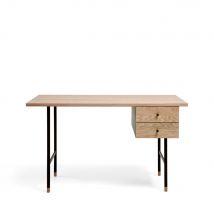 Woodman - Bureau design bois et métal 2 tiroirs - Jugend - Couleur - Bois clair - Bois