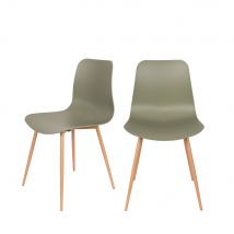 Lot de 2 chaises en résine - Vert - LEON - Plastique - Style Contemporain,Scandinave