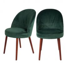 Dutchbone - Lot de 2 chaises en velours - Vert - BARBARA - - Style Vintage