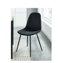 Lot de 4 chaises en velours - Noir - HEKI - - Style Contemporain