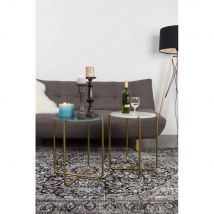 Table d'appoint marbre et laiton - Blanc craie - TIMPA - Marbre - Style Contemporain