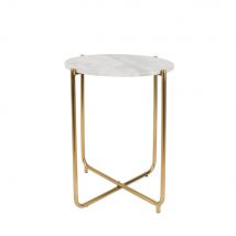 Table d'appoint marbre et laiton - Timpa - Couleur - Blanc craie - Marbre - Style Contemporain