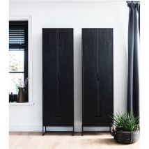 Woood - Armoire en frêne brossé - Noir - SILAS - Bois - Style Contemporain