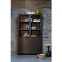 BePureHome - Vitrine 2 portes en métal H170cm - Noir - EXHIBIT - Métal - Style Industriel