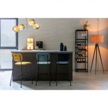Zuiver - Lot de 2 tabourets de bar en velours côtelé H65cm - Jaune moutarde - BENSON - - Style Contemporain