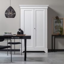 Woood - Armoire classique pin massif - Blanc - ISABEL - Bois - Style Classique