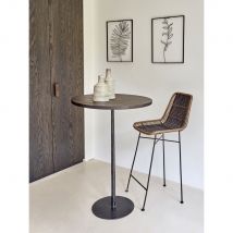 Pomax - Table de bar ronde en bois et métal ø70cm - Noir - BISTRO - Bois - Style Industriel