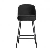 Be Pure Home - Tabouret de bar en velours 65cm - Vogue - Couleur - Noir - Velours - Style Vintage