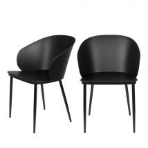 Lot de 2 chaises en résine et métal - Gigi - Couleur - Noir - Plastique - Style Contemporain