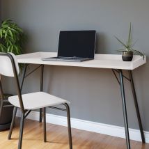 Woodman - Bureau design métal et bois - Blanc - RAYBURN - Bois - Style Contemporain