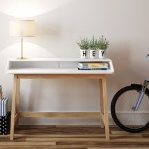 Woodman - Bureau design compact - Blanc - ST JAMES - Bois - Style Contemporain,Scandinave,Vintage