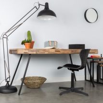 Table à manger 4 personnes en teck recyclé et métal - Bois - SURI - Bois - Style Industriel