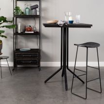 Tabouret de bar en teck recyclé et métal H76cm - Noir - TANGLE - Bois - Style Contemporain