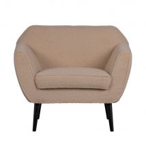 Woood - Fauteuil en tissu bouclette - Rocco - Couleur - Beige - Bouclette - Style Vintage