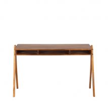 BePureHome - Bureau en bois 3 niches L120cm - Marron - COMPARTMENT - Bois - Style Vintage