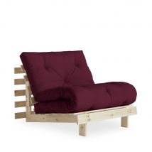 Karup Design - Fauteuil convertible 90x200cm en bois naturel et tissu - Bordeaux - ROOTS - - Style Scandinave