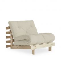 Karup Design - Fauteuil convertible 90x200cm en bois naturel et tissu - Roots - Couleur - Beige - Tissu