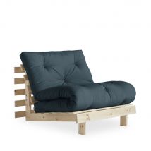 Karup Design - Fauteuil convertible 90x200cm en bois naturel et tissu - Roots - Couleur - Bleu pétrole - Tissu