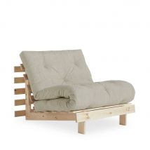Karup Design - Fauteuil convertible 90x200cm en bois naturel et tissu - Lin - ROOTS - - Style Scandinave