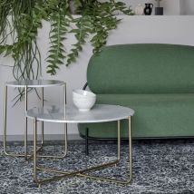 Table basse en marbre ø70cm - Blanc - TIMPA - Marbre - Style Contemporain