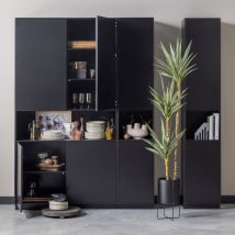 Woood - Meuble de rangement en bois massif de pin L110cm - Noir - FINCA - Bois - Style Contemporain