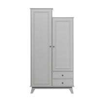 Woood - Armoire pour enfant en pin massif - Gris - LILY - Bois - Style Vintage