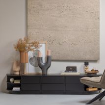 Woood - Meuble TV en bois massif de pin L75cm - Noir - FINCA - Bois - Style Contemporain