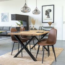House Nordic - Lot de 2 chaises en simili et métal - Marron - STOCKHOLM - - Style Scandinave