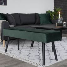 House Nordic - Banc en velours L100cm - Vert - SKIBY - - Style Vintage