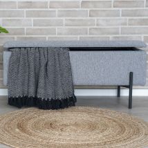 House Nordic - Banc avec coffre de rangement en tissu et métal - Gris clair - WATFORD - - Style Contemporain