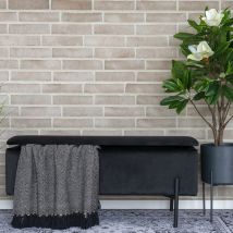 House Nordic - Banc avec coffre de rangement en velours et métal - Noir - WATFORD - - Style Contemporain