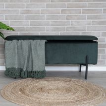 House Nordic - Banc avec coffre de rangement en velours et métal - Vert forêt - WATFORD - - Style Contemporain